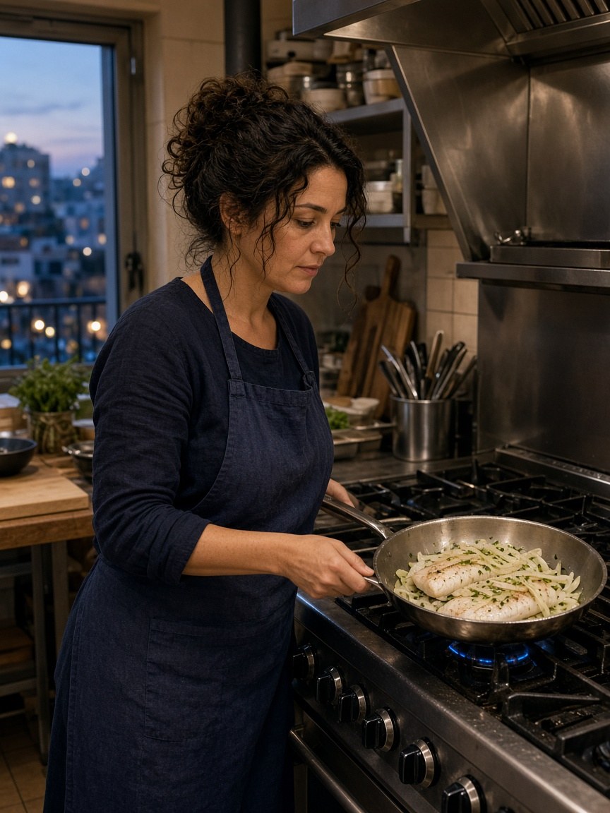 Noa Bar at a six-burner stove