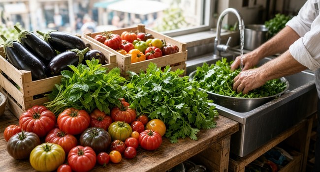 Vegetables and greens from Levinsky market