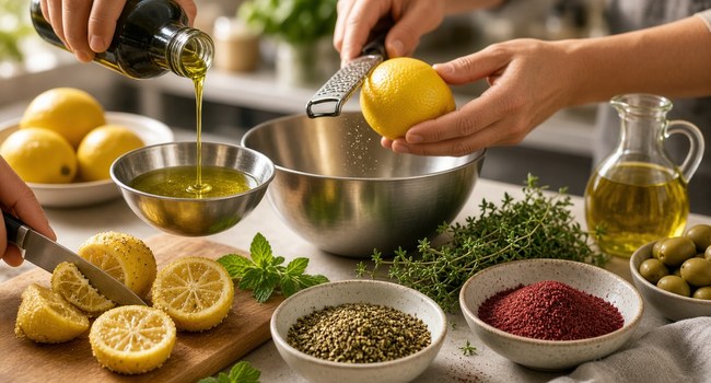 Citrus and spice station: lemon and zaatar