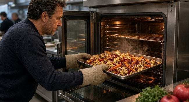 Tray of roasted cauliflower from the teaching oven